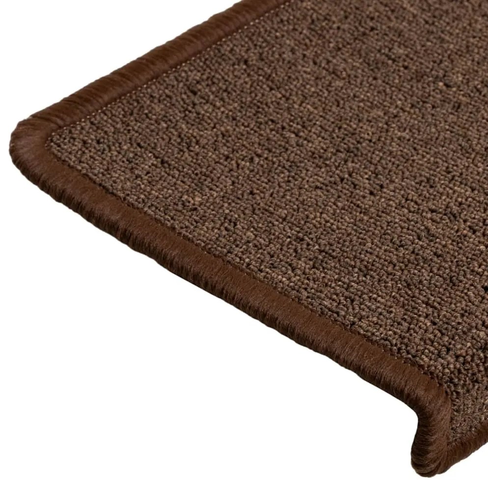 Tapete/carpete para degraus 15 pcs 65x21x4 cm castanho
