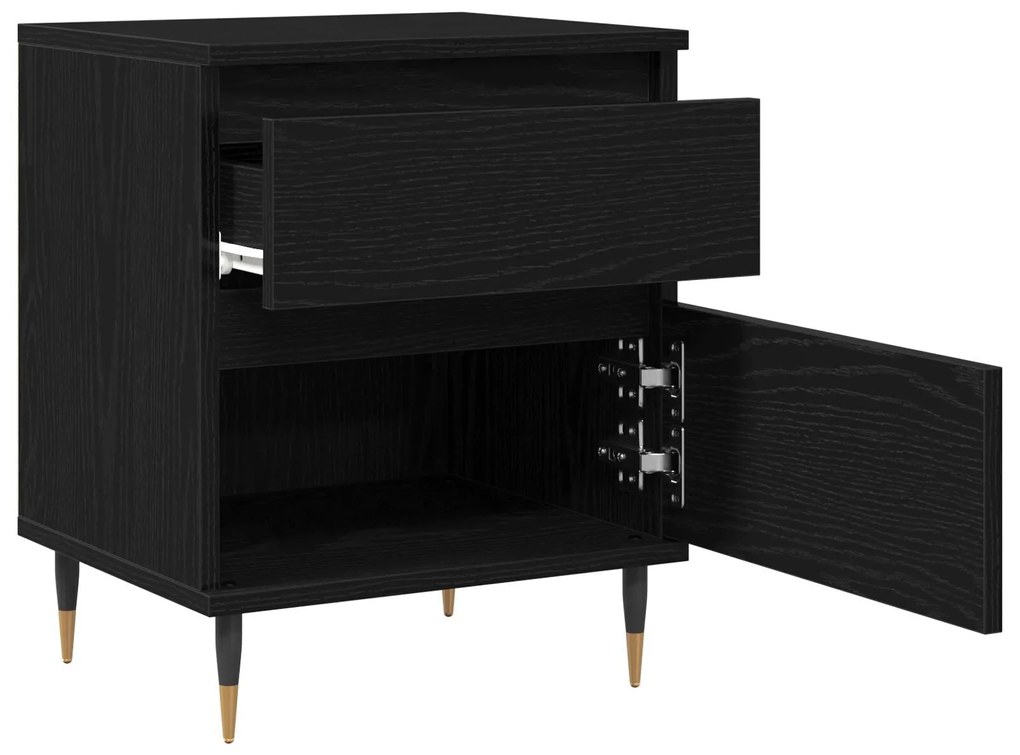 Criado-mudo vidaXL Preto Carvalho 40x35x50 cm Madeira de Engenharia