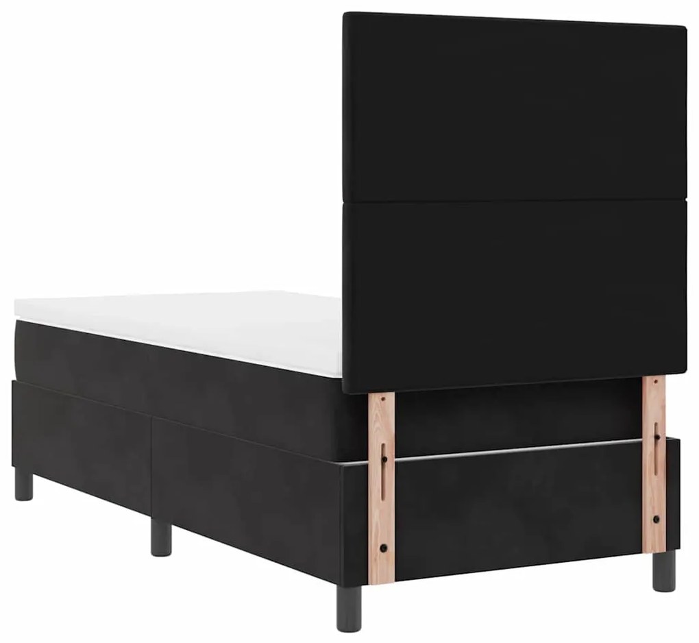 Cama Box com Colchão e LED preto 100x200 cm Veludo