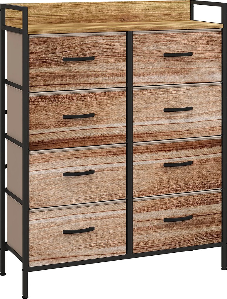 HOMCOM Cômoda 8 Gavetas em Tecido Removível com Tampo e Estrutura em Aço 79x29x101 cm | Aosom Portugal