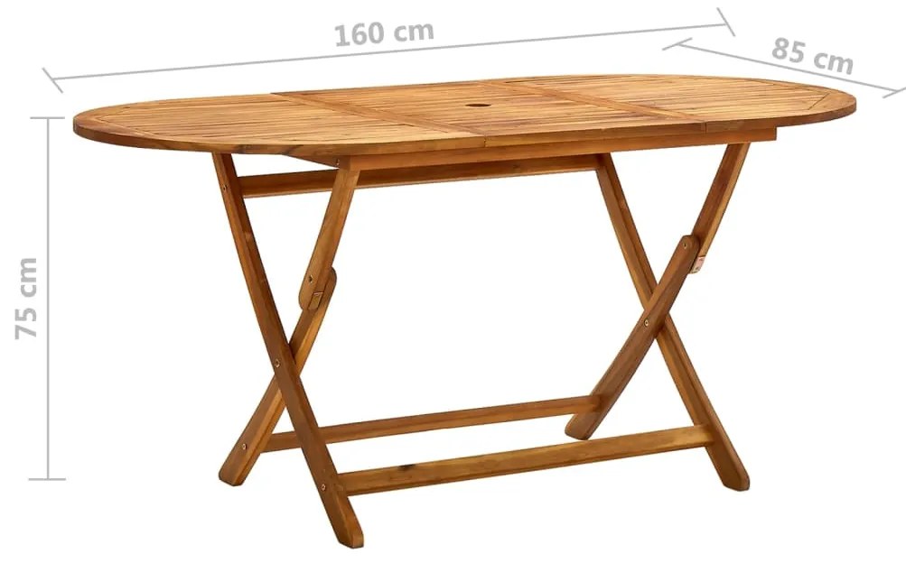 Mesa de jardim dobrável 160x85x75 cm madeira de acácia maciça