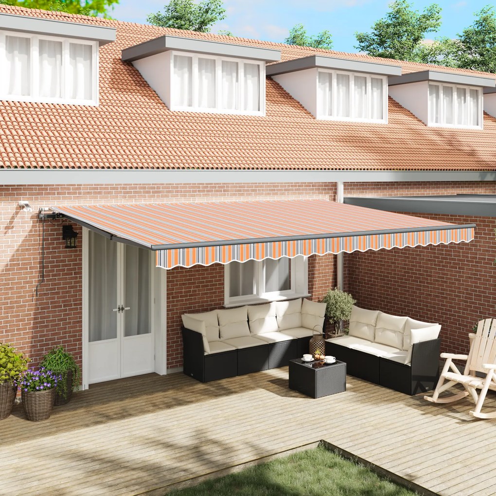 vidaXL Toldo Retrátil Automático com Listras Multicoloridas 500x350 cm