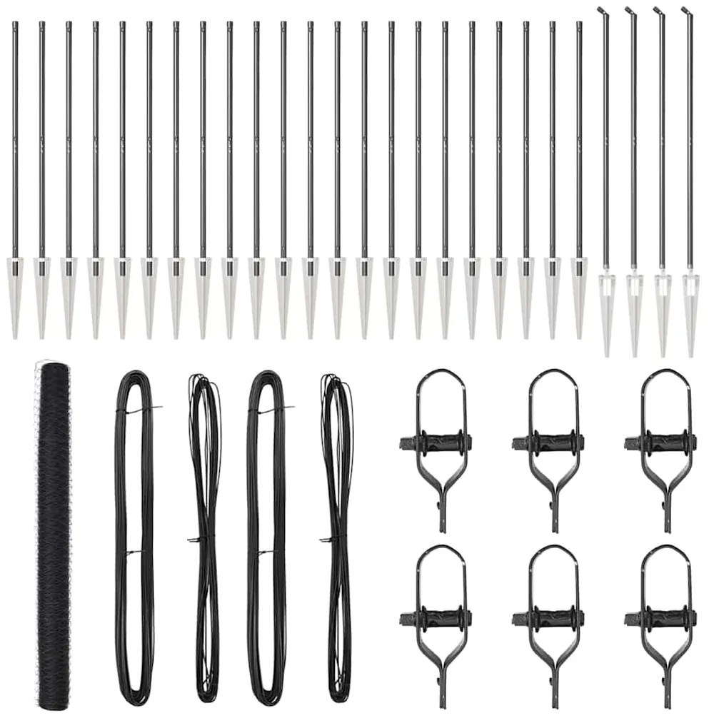 vidaXL Poste de Cerca Cinzeto 50 x 1,6 m (malha de 36 mm) Aço e PVC