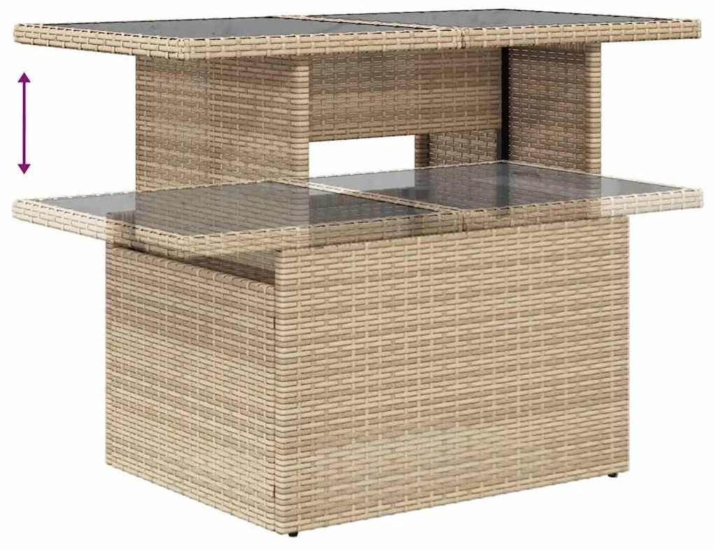 11 pcs conjunto sofás de jardim c/ almofadões vime PE bege