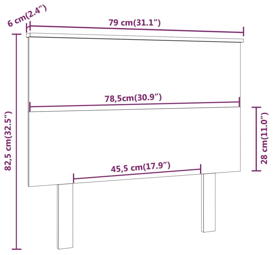 Cabeceira de cama 79x6x82,5 cm pinho maciço preto