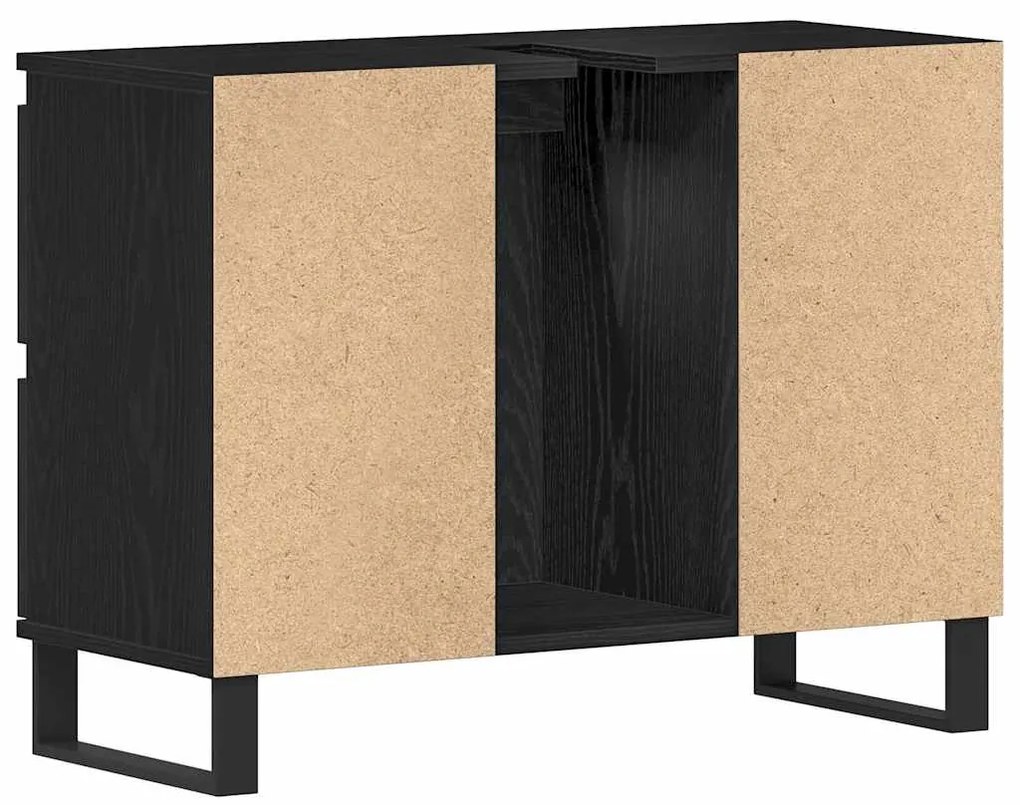 Armário de Pia de Banheiro vidaXL Preto Carvalho 80x33x60 cm Madeira E