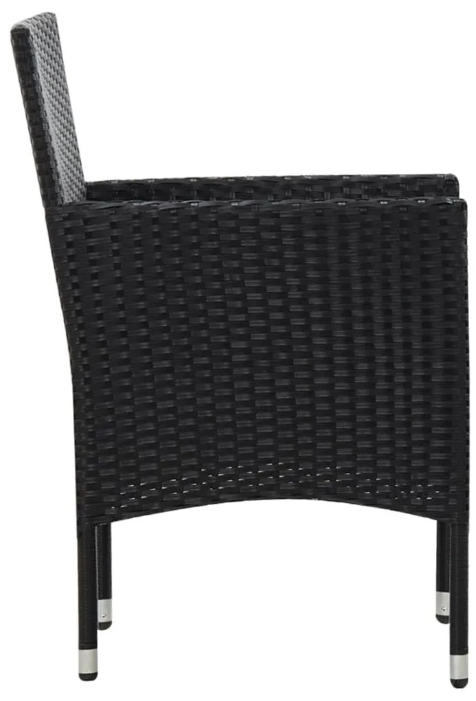 5 pcs conjunto lounge de jardim c/ almofadões vime PE preto