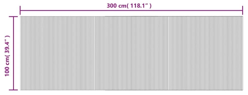 Tapete retangular 100x300 cm bambu castanho-escuro