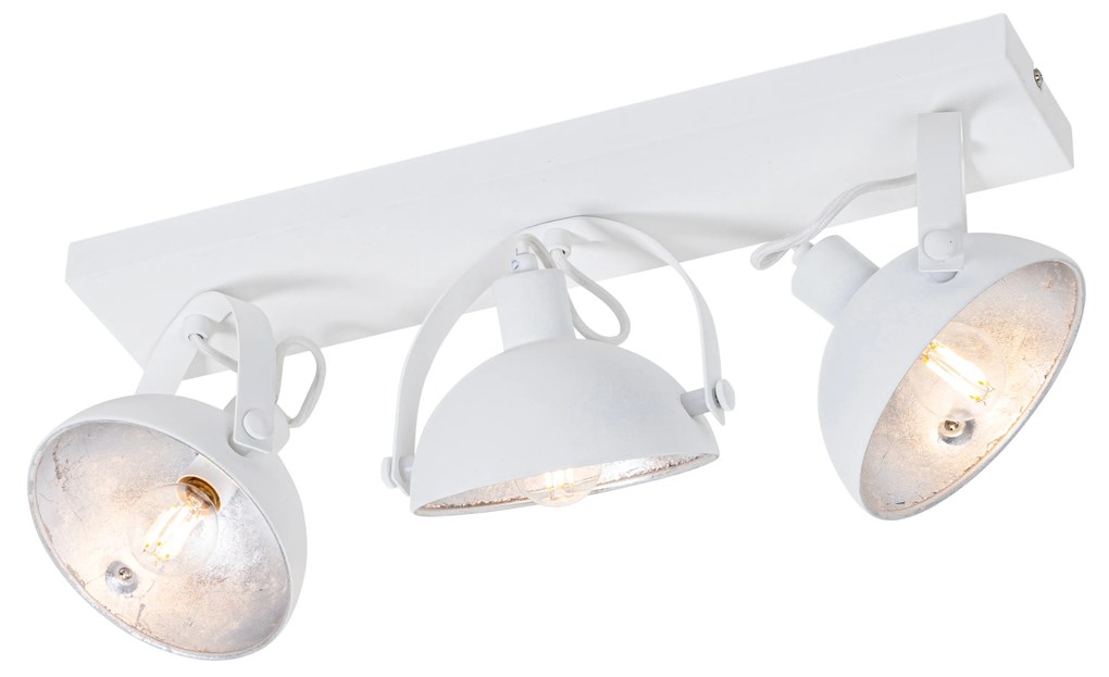 Luminária de teto industrial branca com prata 3 luzes ajustáveis - Magnax Industrial