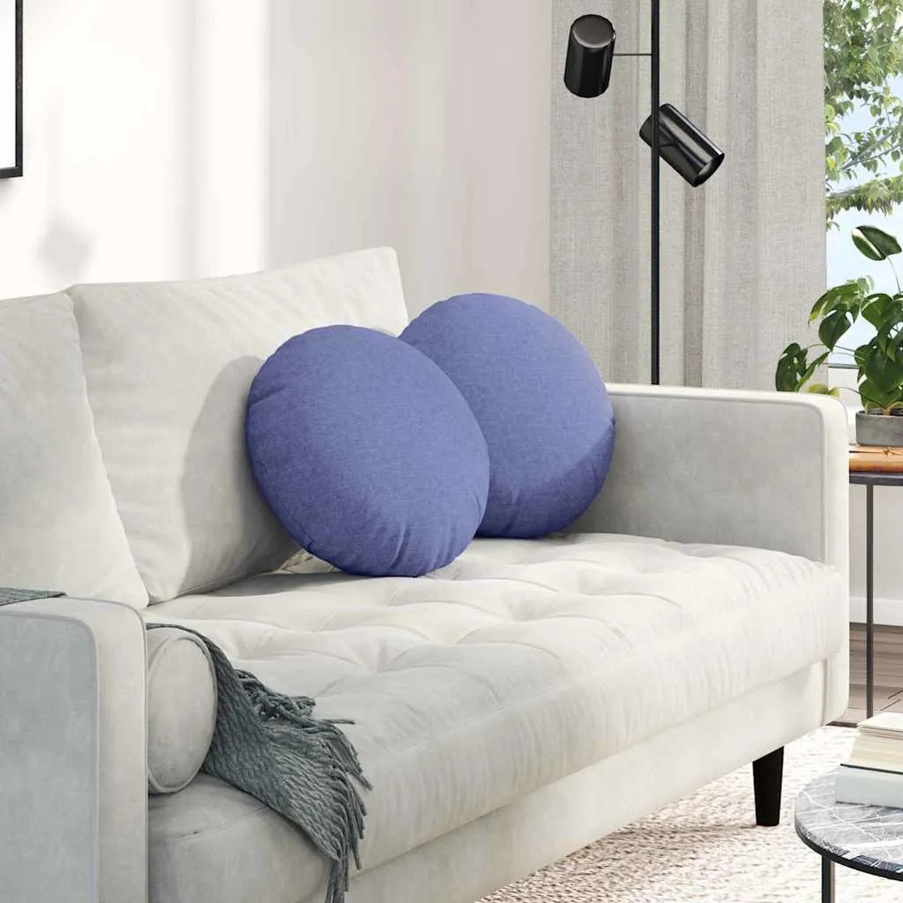 vidaXL Almofadas de Assento 2 pcs Azul Jeans Ø40 x 13 cm tecido