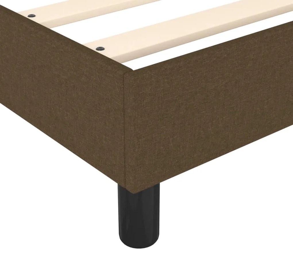 Estrutura de cama sem colchão 90x190 cm tecido castanho-escuro