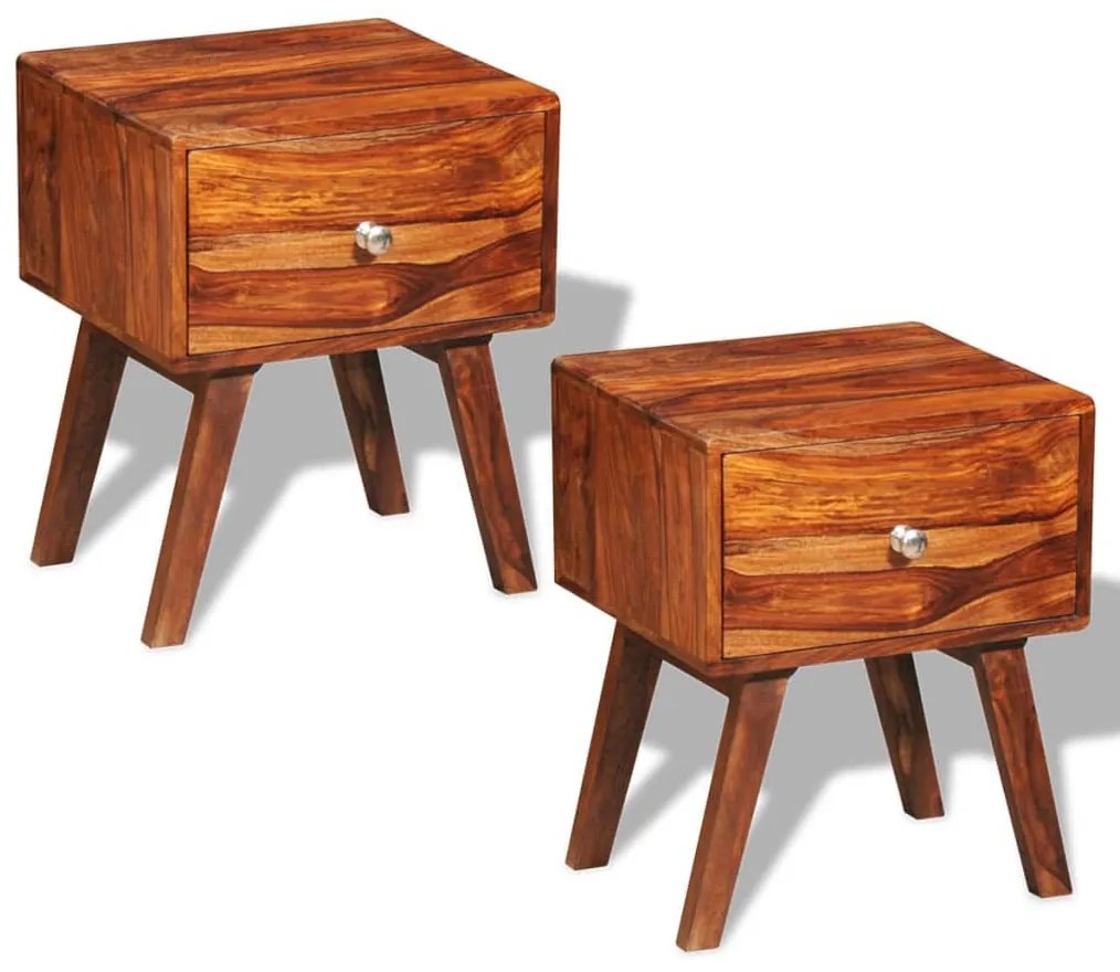 vidaXL Mesa de cabeceira 2 pcs com 1 gavetas 55 cm madeira maciça