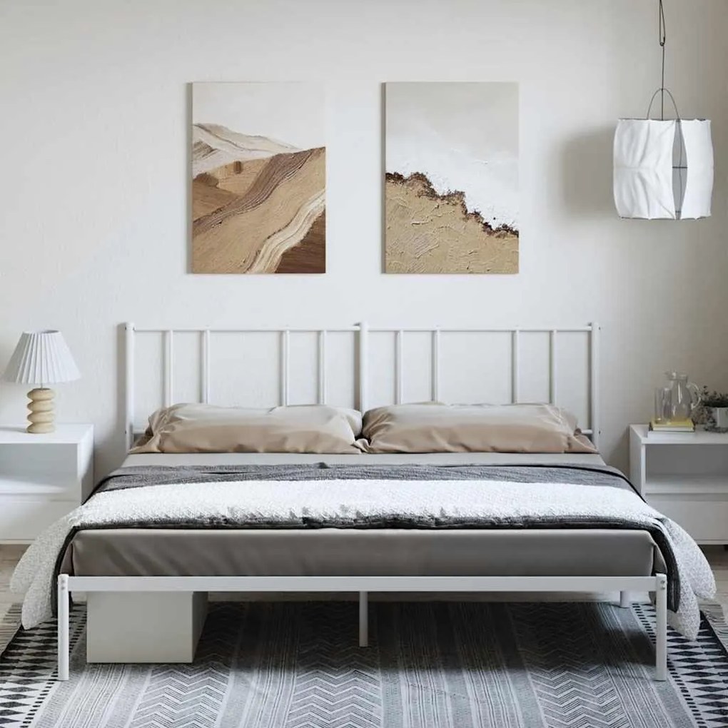 Estrutura de cama com cabeceira 193x203 cm metal branco