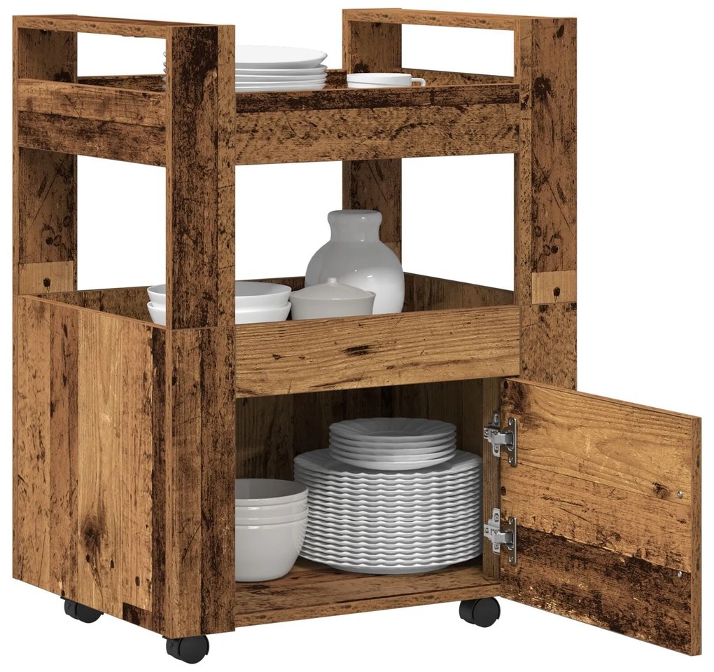 Carro de Cozinha vidaXL Madeira Velha 60x45x80 cm Madeira Revestida