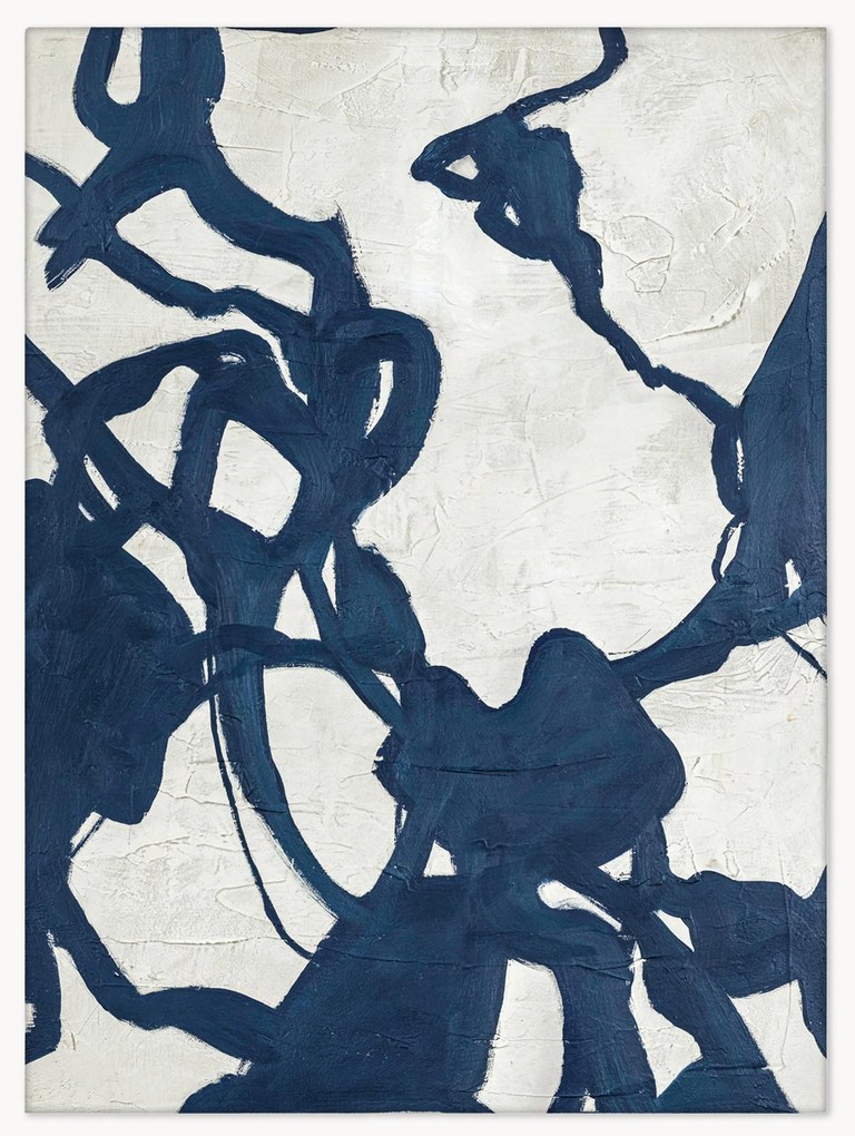 Quadro em tela pintado à mão com moldura de madeira Blueplay