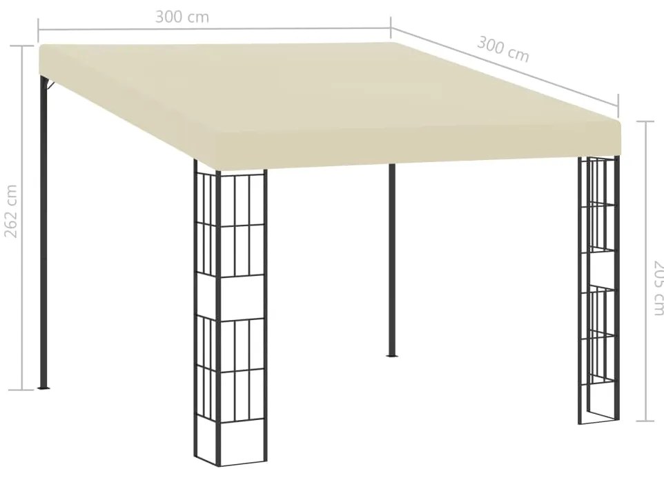 Gazebo de montagem na parede 3x3 m tecido creme