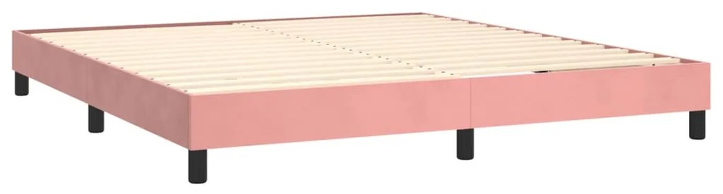 Cama box spring c/ colchão/LED 160x200 cm veludo rosa