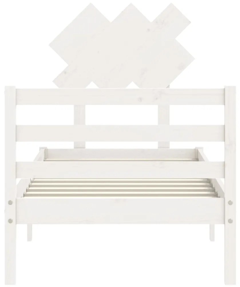 Estrutura cama de solteiro c/ cabeceira madeira maciça branco