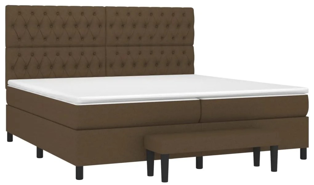 Cama com molas/colchão 200x200 cm tecido castanho-escuro