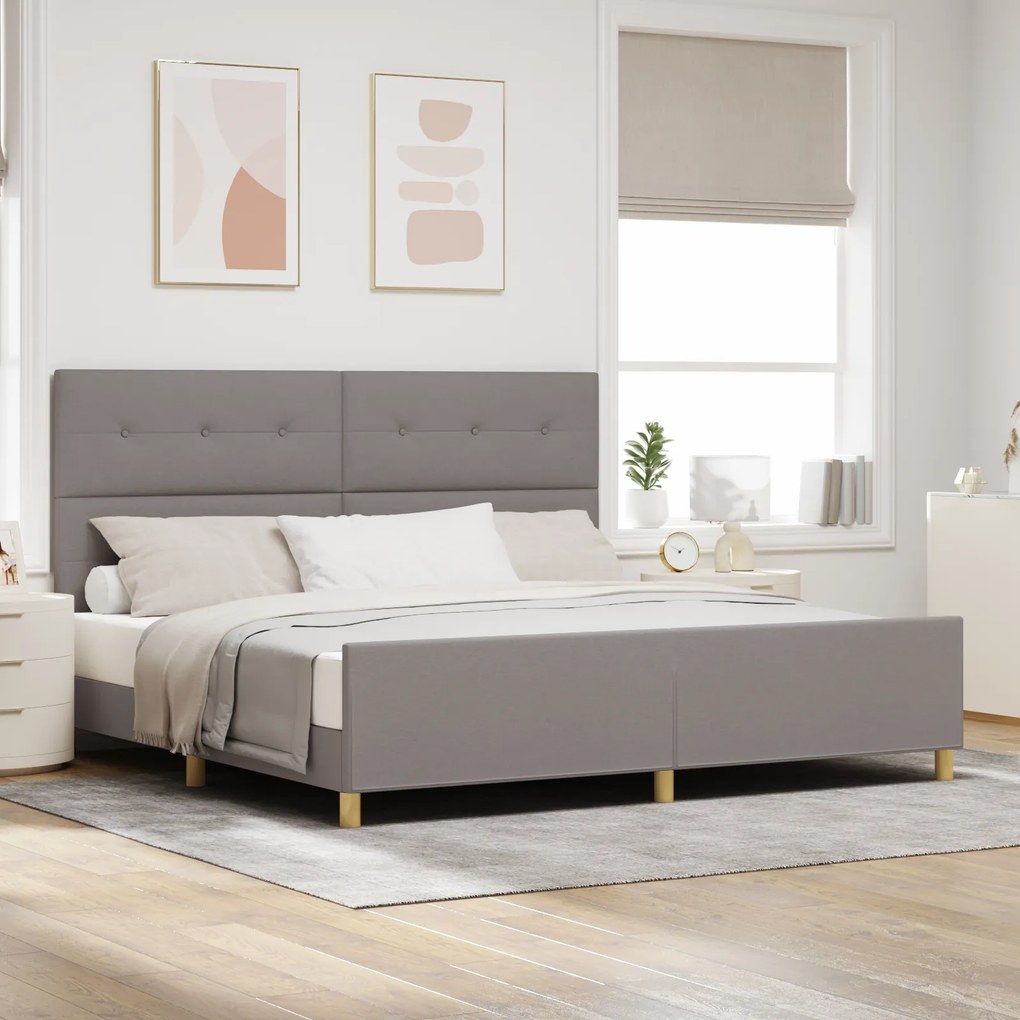 Cama Taupe vidaXL 200x200 cm em Tecido