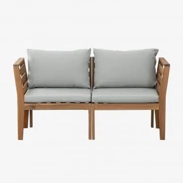 Sofá De Jardim Modular Filips De 2 Peças Com Braços Em Madeira De Acácia Cinza Claro - Sklum