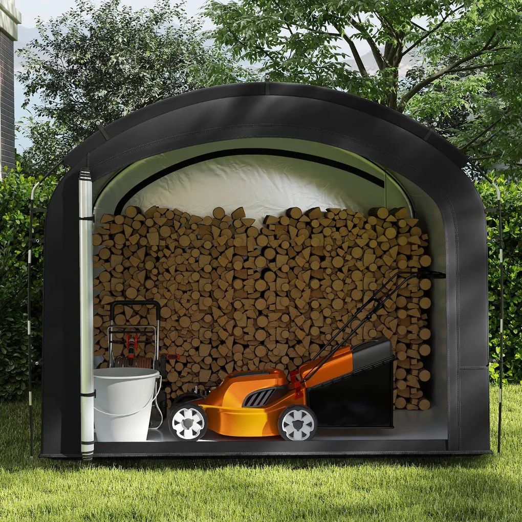 Abrigo, Cobertura para bicicletas 254 x 215 x 192 cm (C x L x A) ao ar livre com tecido prateado impermeável e portas duplas com fecho com bolsa de tr