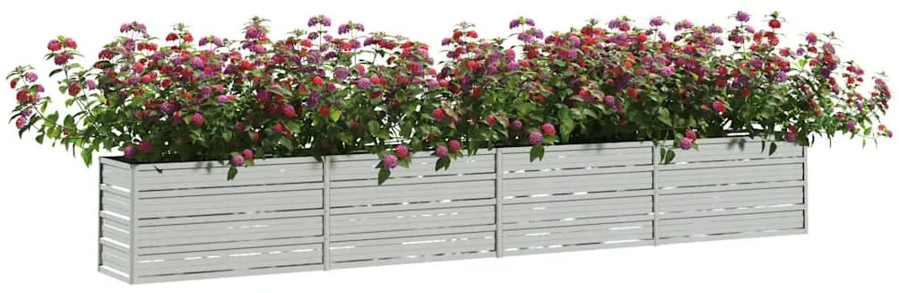 Canteiro elevado de jardim 320x40x45cm aço galvanizado prateado