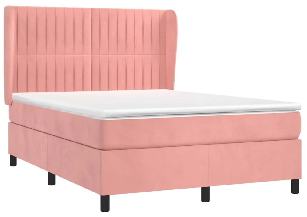 Cama com molas/colchão 140x200 cm veludo rosa