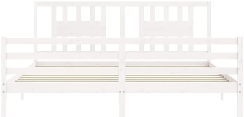 Estrutura de cama com cabeceira 200x200cm madeira maciça branco