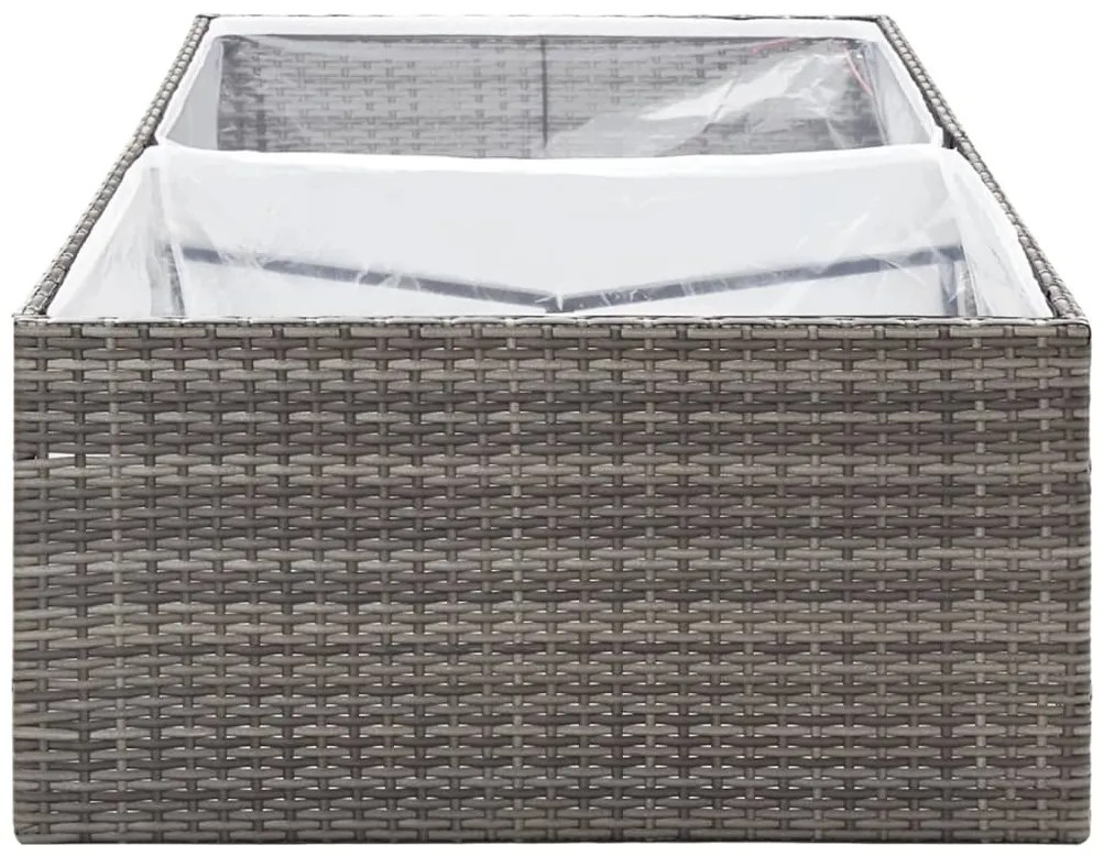 Vaso/floreira de jardim 157x80x40 cm vime PE cinzento