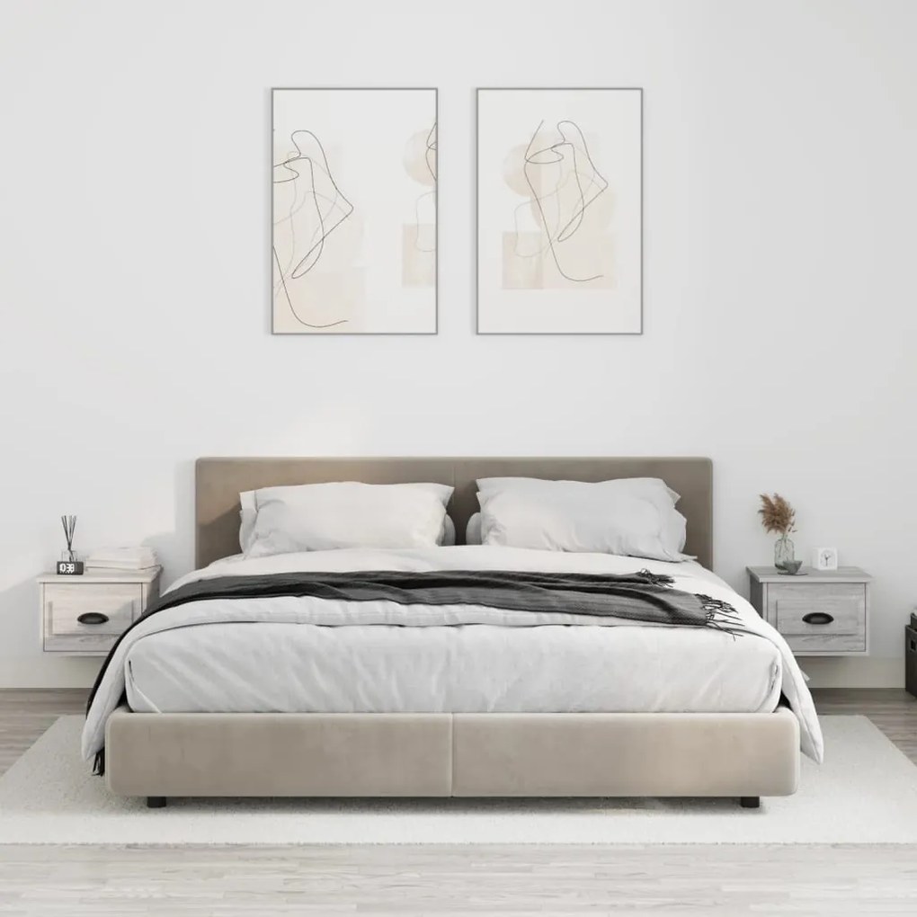 vidaXL Mesas de cabeceira de parede 2 pcs 41,5x36x28cm cinzento sonoma