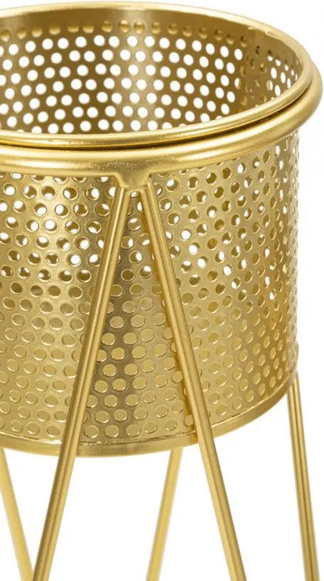 CONJUNTO DE 2 PORTA-VASOS GLAT DOURADO 21X20X46-18X18X32 CM (PLANTAS NÃO INCLUIDAS)