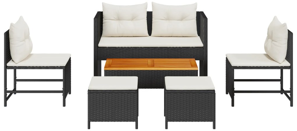 Conjunto de Sofás Externos Preto Rattan Sintético Médio