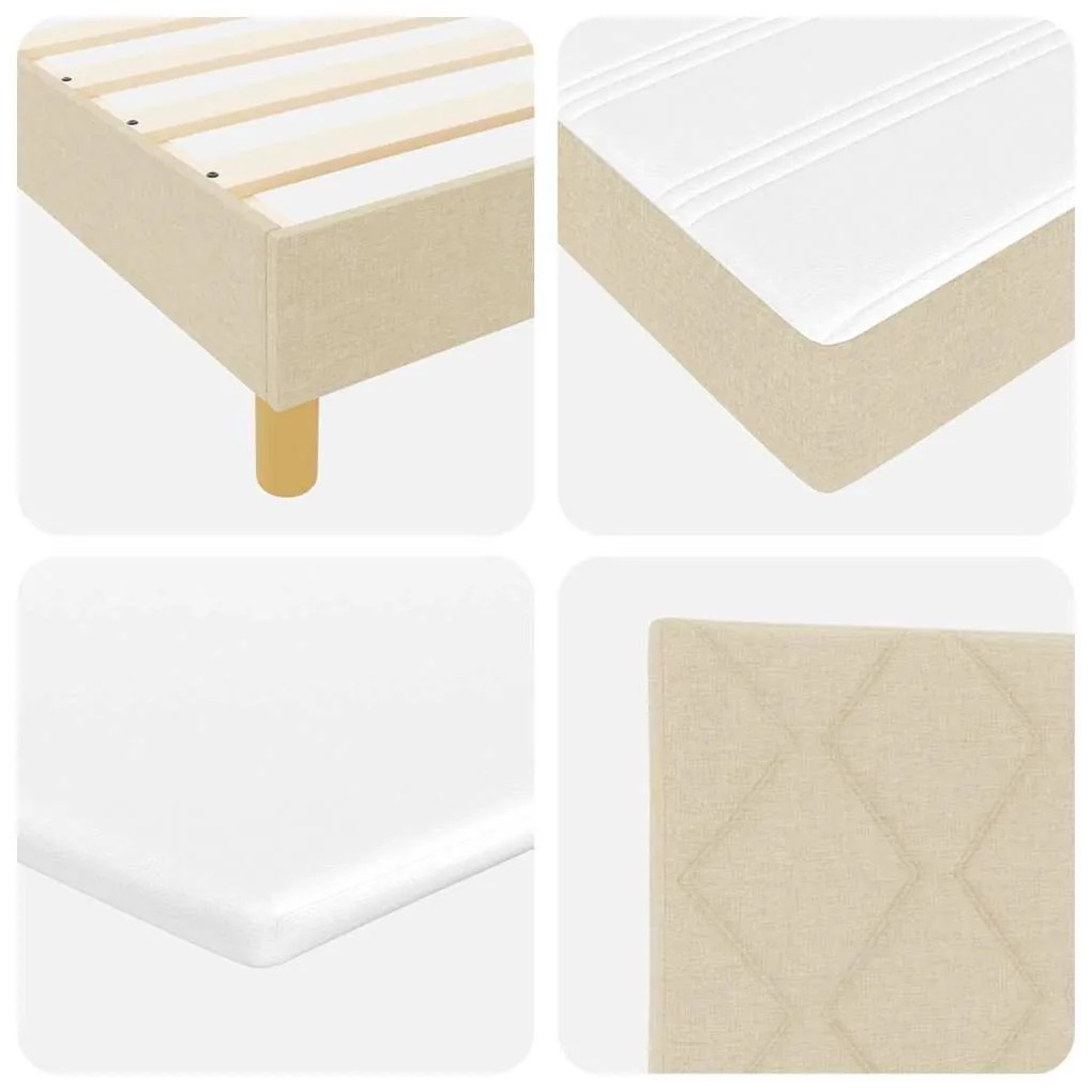 Cama Box Spring com Colchão em Tecido Creme, 180x200 cm