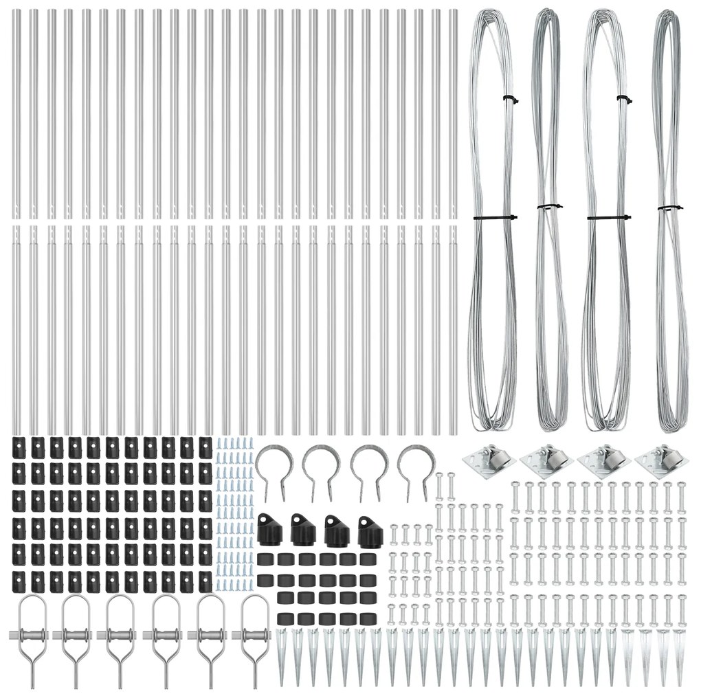 Posts de Cerca vidaXL com Ponta 26 pcs Ø32 mm 170 cm Aço Galvanizado