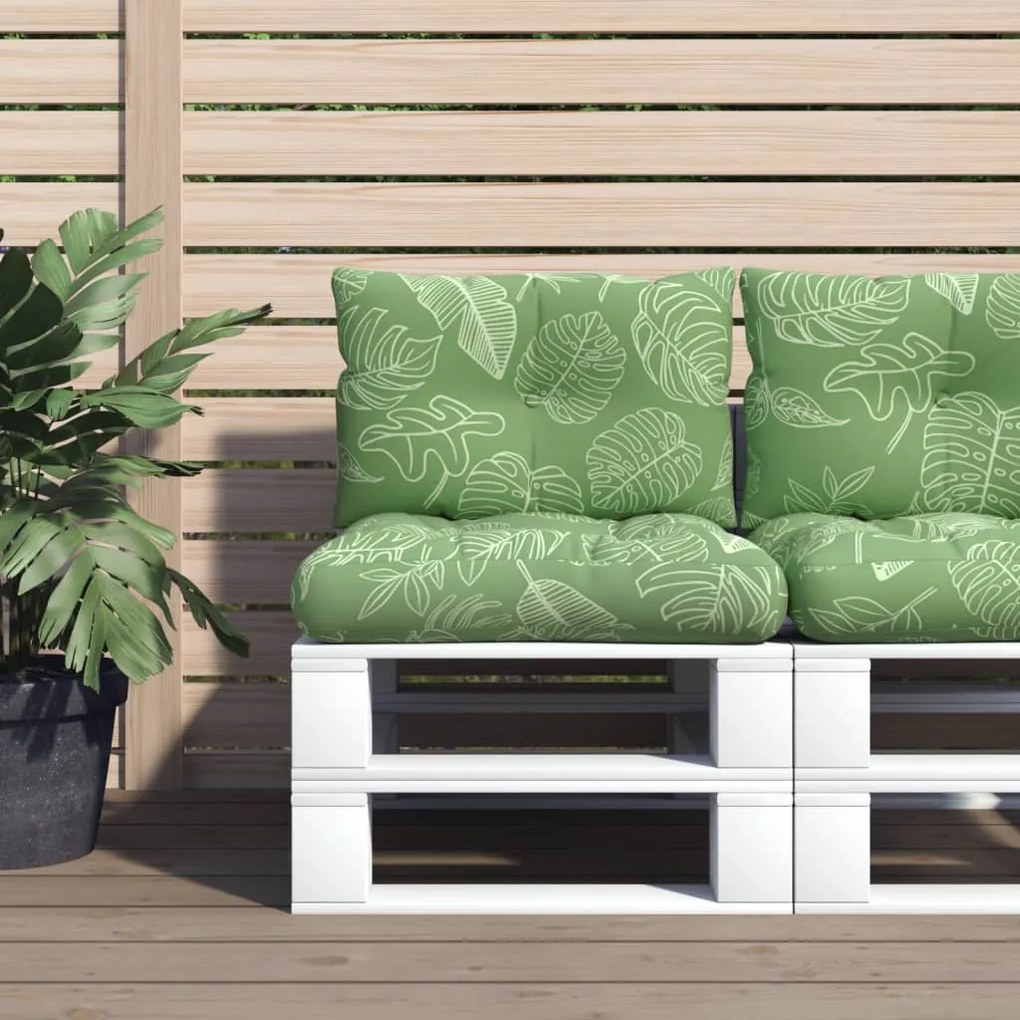 vidaXL Almofadões p/ móveis paletes 2 pcs tecido oxford padrão folhas