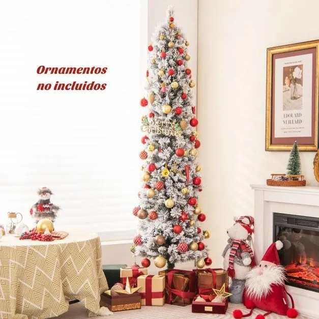 Árvore de Natal de 180 cm com lápis de neve e 150 luzes brancas quentes 373 pontas de ramos Agulhas de pinheiro Branco e verde