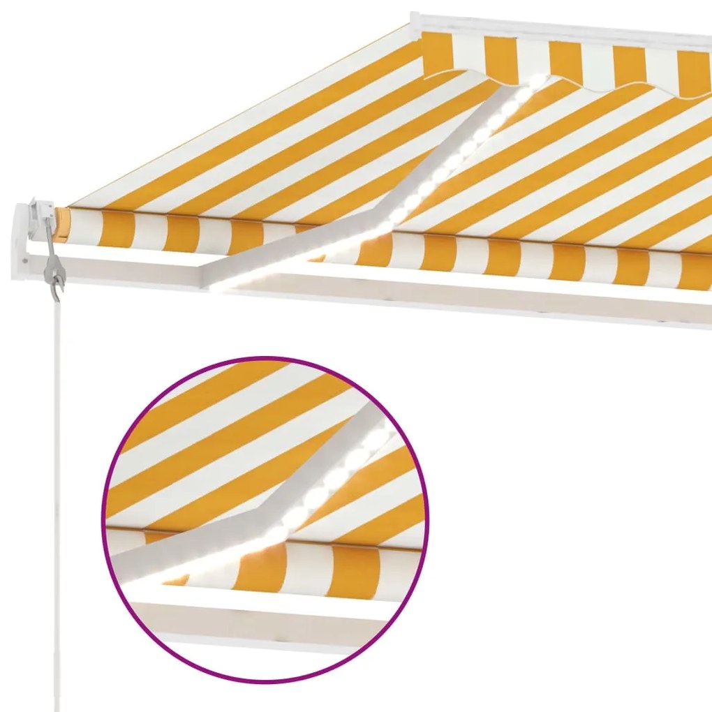 Toldo autom. c/ LED e sensor de vento 350x250 cm amarelo/branco