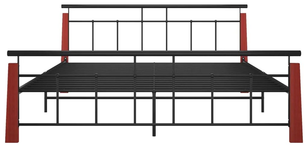 Estrutura de cama 180x200 cm metal e madeira de carvalho maciça