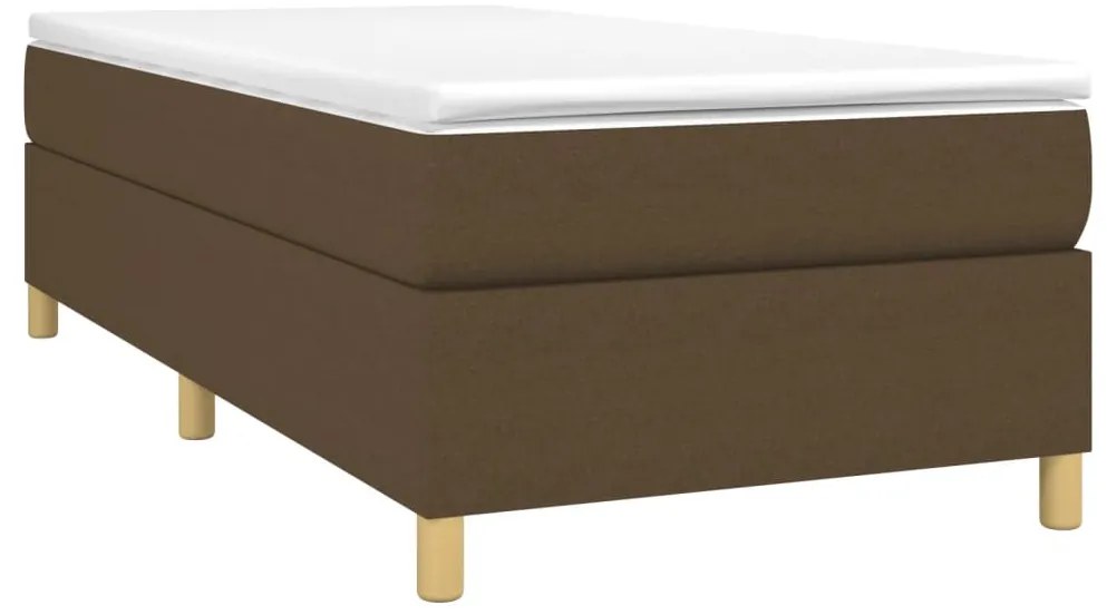 Estrutura de cama sem colchão 90x200 cm tecido castanho-escuro