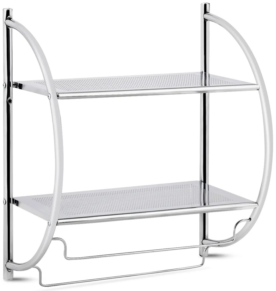 Toalheiro de banheiro de 2 níveis montado na parede com 2 barras de toalha - branco