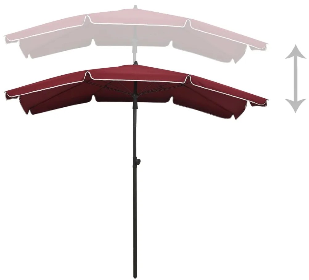 Guarda-sol de jardim com poste 200x130 cm bordô
