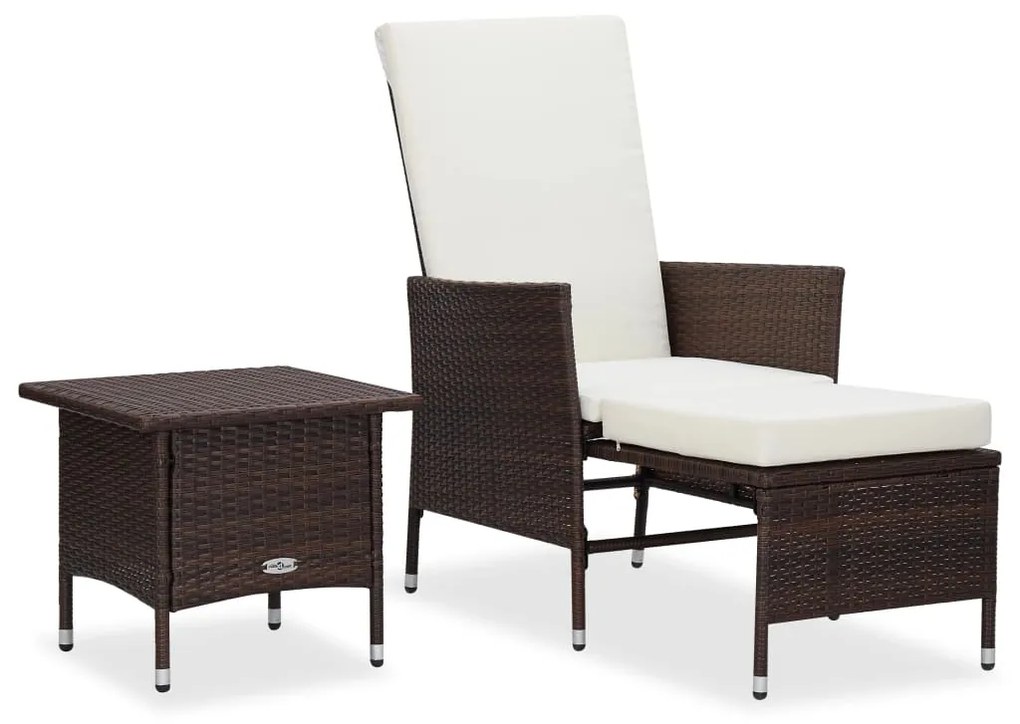 2 pcs conjunto lounge jardim c/ almofadões vime PE castanho