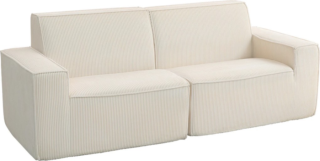 Canapé 3 places en velours côtelé 230 cm, canapé moderne, pas de montage nécessaire, beige FR
