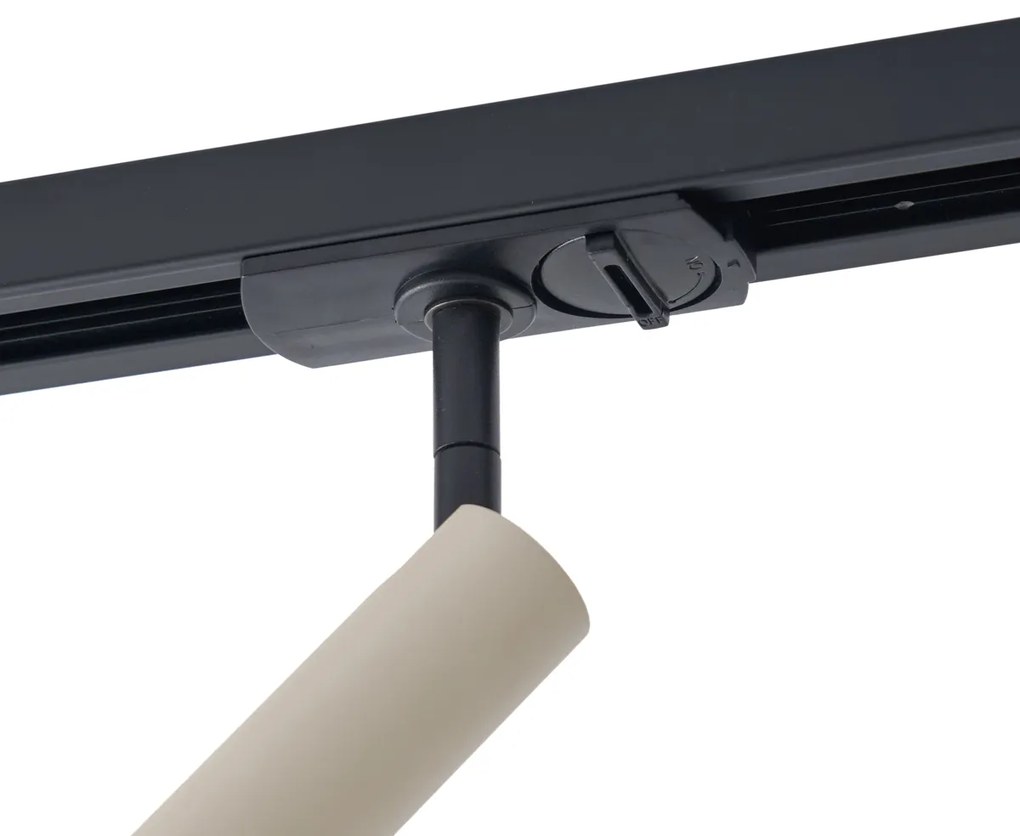 Foco moderno bege com preto para sistema de calha monofásico - Iconic Ivy