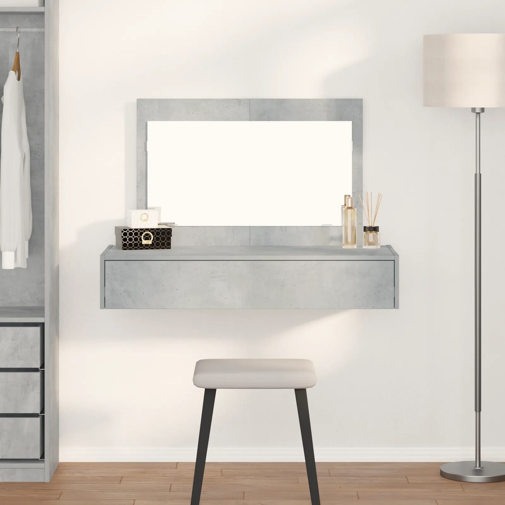 vidaXL Mesa de Toucador Suspensa Cinza Concreto 100x40x70 cm