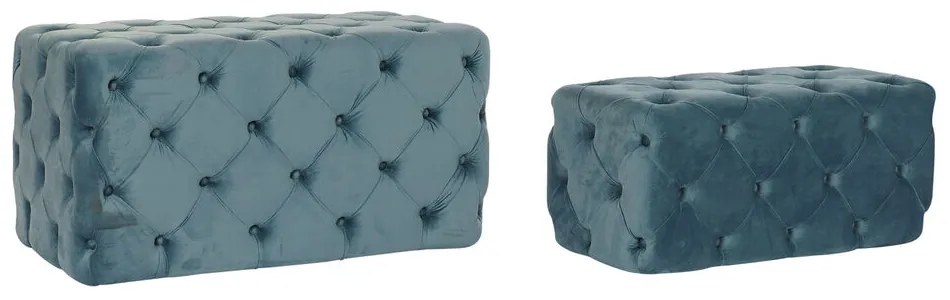 Banqueta Dkd Home Decor Azul (88 X 53 X 47.76 cm) (76 X 38 X 35 cm) (2 Pcs)