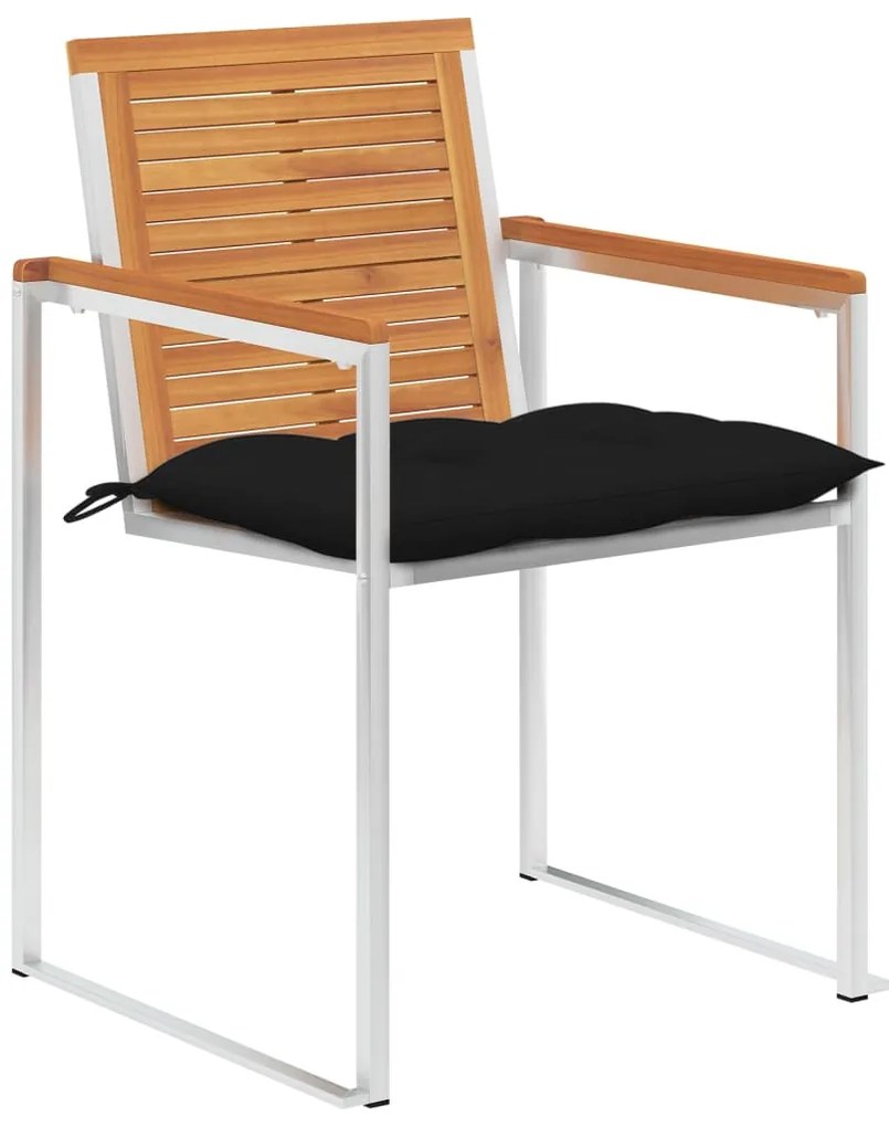 Cadeiras de jardim 8 pcs c/ almofadões madeira de acácia maciça