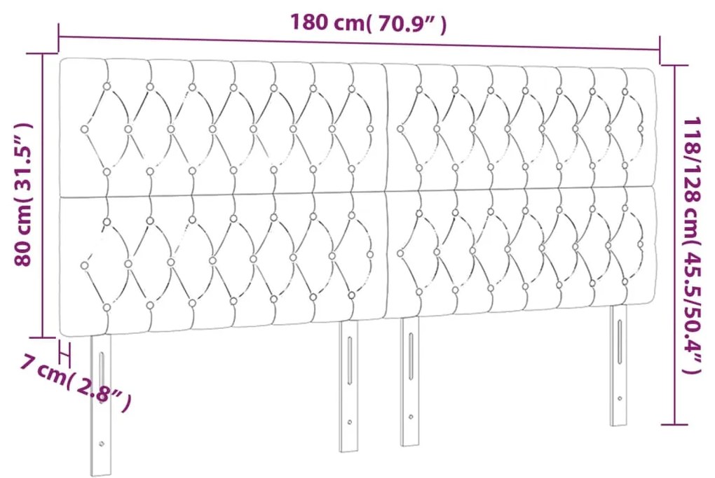 Cabeceira cama c/ luzes LED tecido 180x7x118/128cm cinza-claro