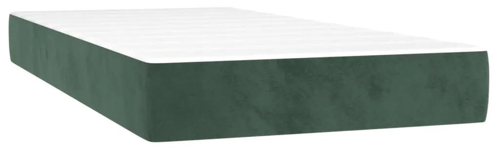 Cama com molas/colchão 100x200 cm veludo verde-escuro